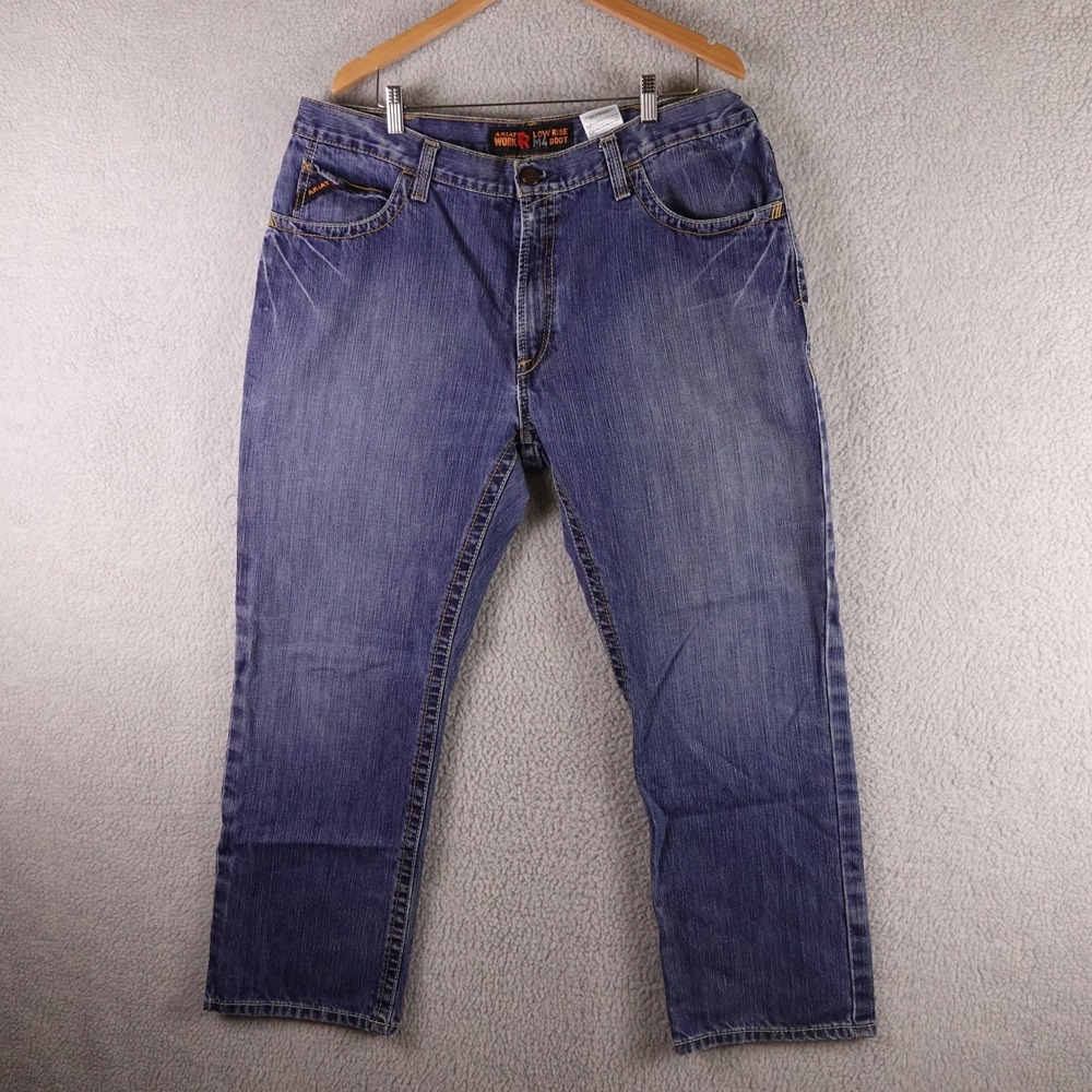 Ariat Work‎ FR M4 Low Rise Boot Cut Jeans Mens 40x30 Blue Denim Workwear